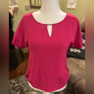 Calvin Klein hot pink short sleeve blouse in size small